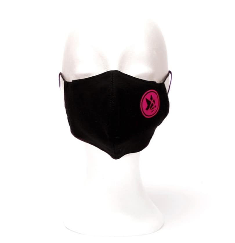 Gesichtsmaske Uni Schwarz mit Pinkem SDW Logo